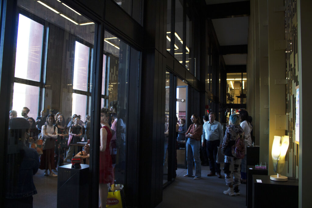 "Sustainable Material Workshop" installation exhibited in NYU's Bobst Library.