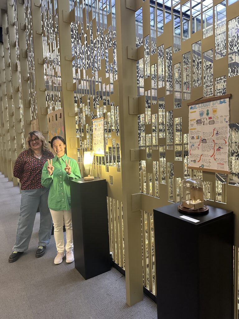 "Sustainable Material Workshop" installation exhibited in NYU's Bobst Library.