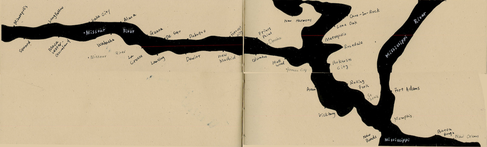 River Book I(Top), River Book II(Bottom), Page 10, Missouri River and Mississippi River