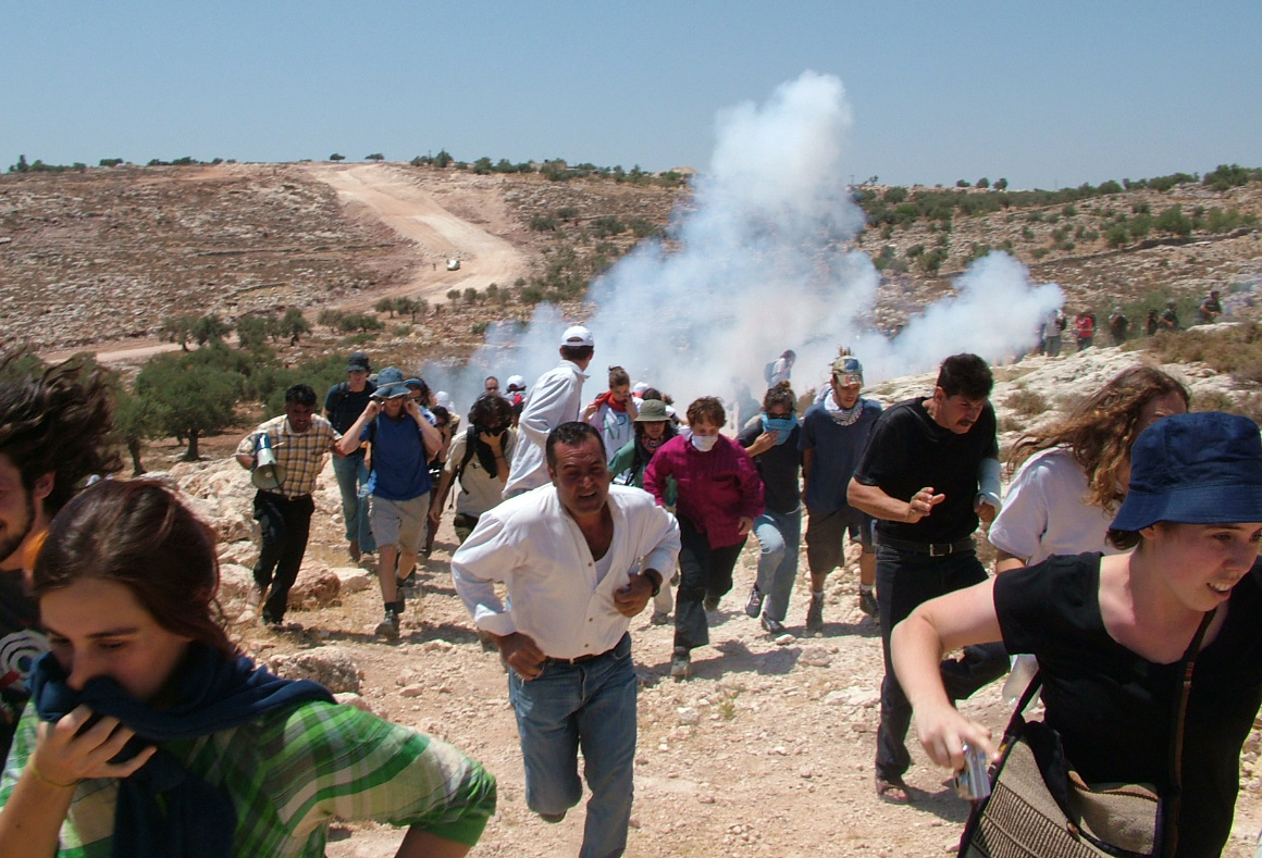 A protest in Bil'in, 2005