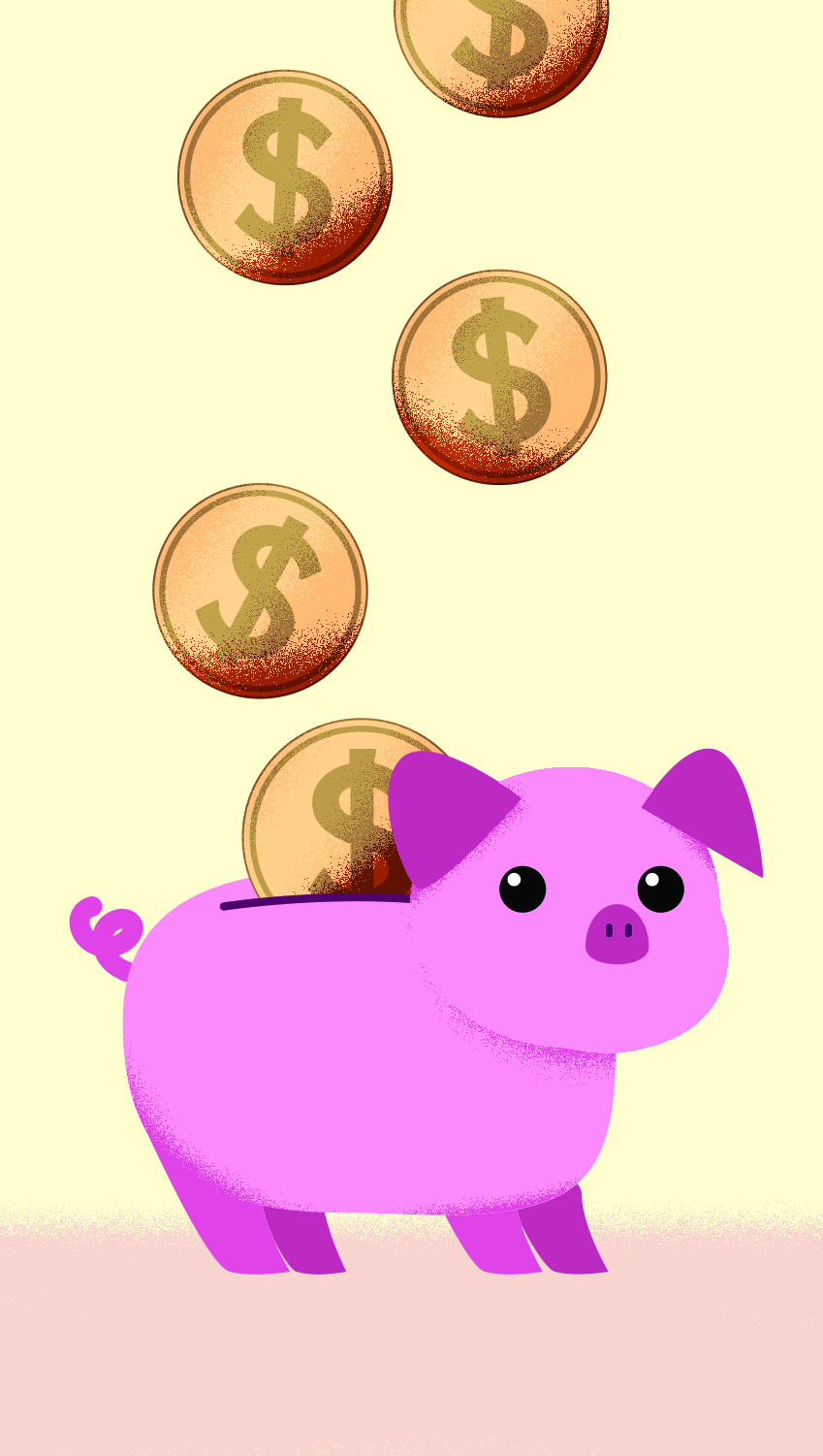 Image Caption: Illustration of a pink piggy bank.