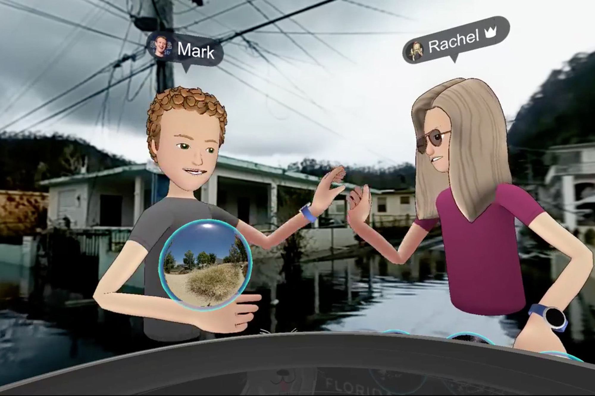 Mark Zuckerberg visits Puerto Rico in the aftermath of 2017’s devastating Hurricane Maria. Credit: Screenshot of Facebook Live video, via The Verge