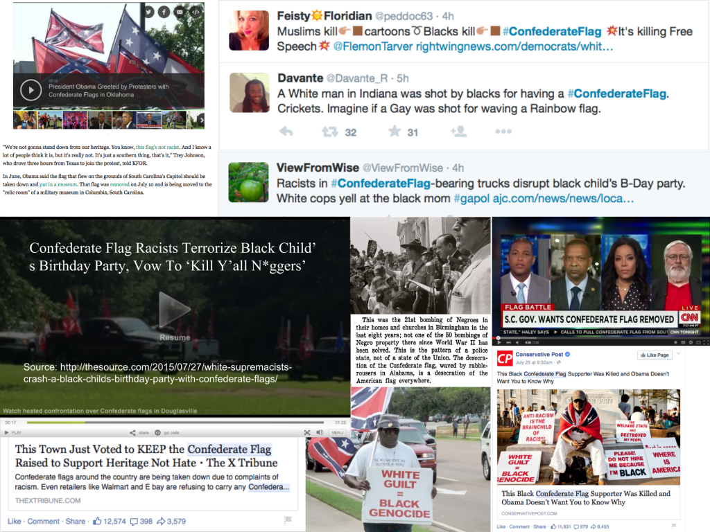 Content collection for the animated prototypical media wall on the topic of the Confederate Flag. 
