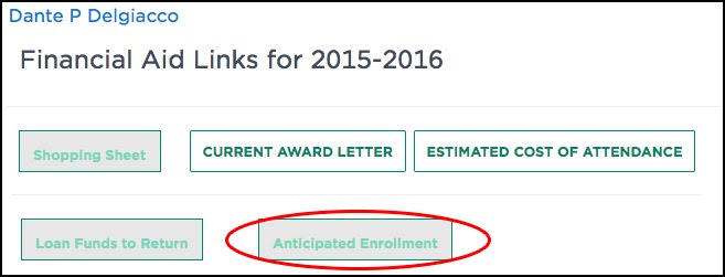 anticipated enrollment button