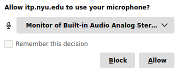 A screenshot of a dialog box that appears when the page requests to use the device's microphone.