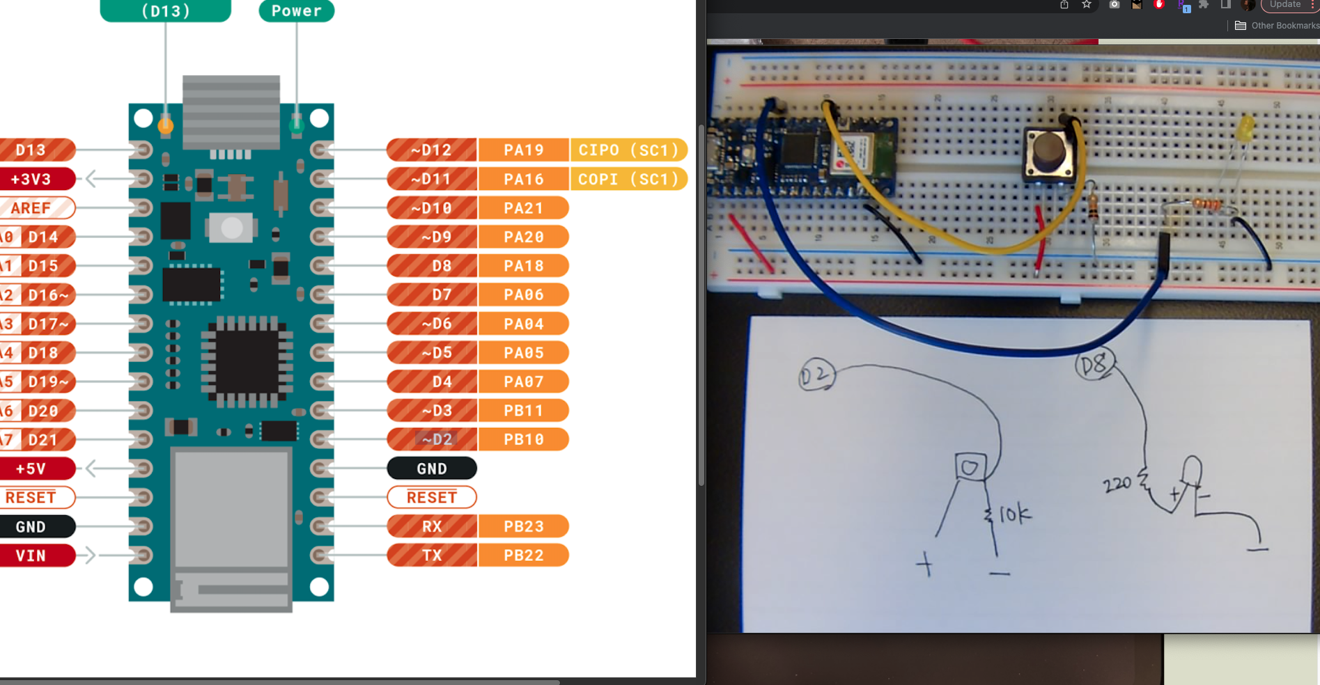 arduino button circuit photo and diagram