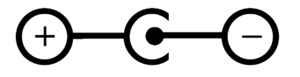 Symbol for a center-positive power supply.