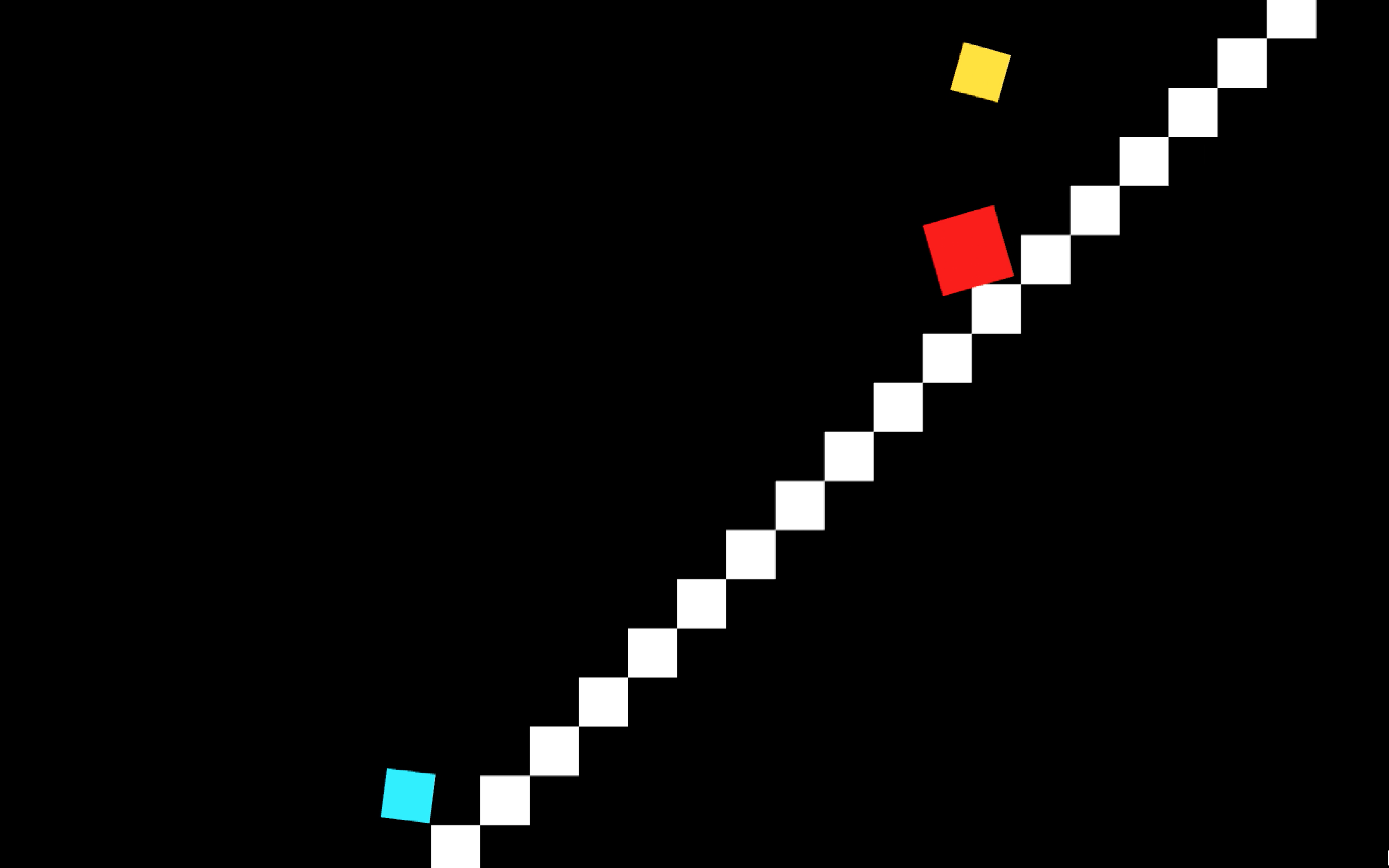 Stair Brawl is a two-player arcade game where two sides try to reach the top of the stairs while knocking each other back with falling objects.