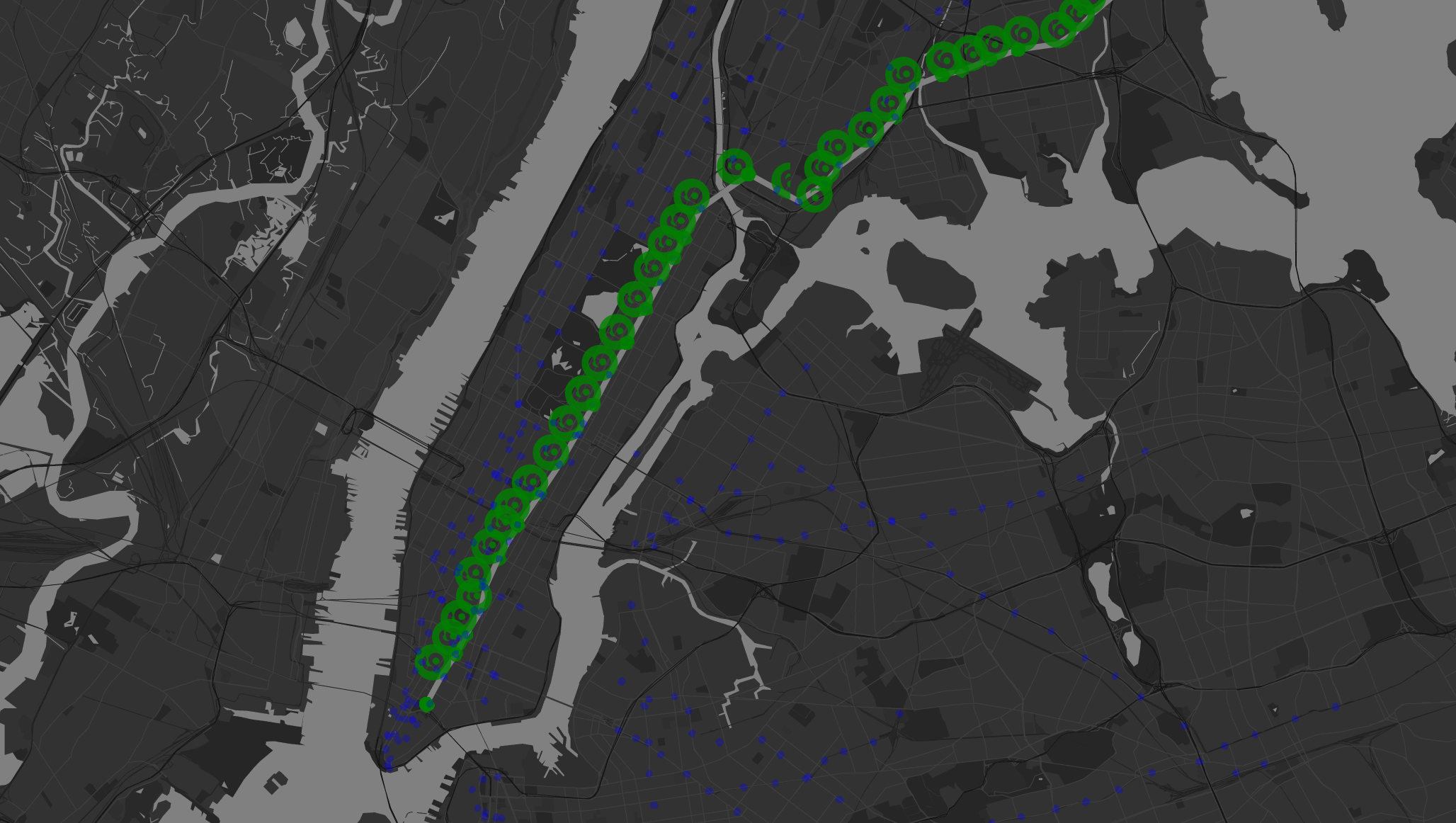 An active map which tracks the Subway lines in manhattan.