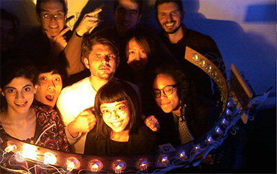 A photobooth. 30 flashing lightbulbs and 30 pictures stitched together to make a fun video of you and your friends!