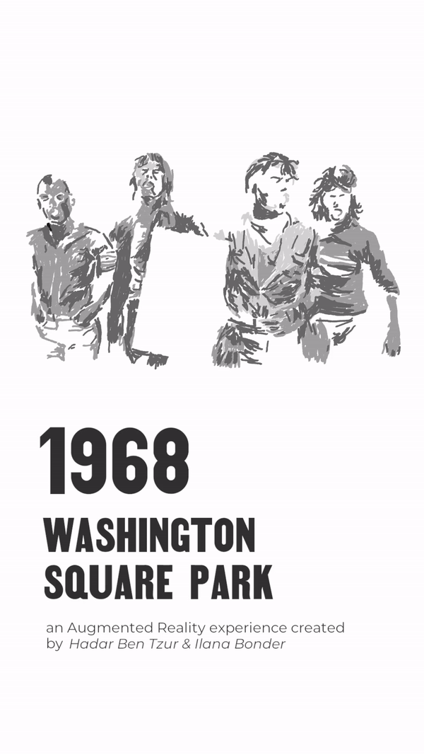 A site-specific augmented-reality experience that transports the user back in time to 1968 Washington Square Park.