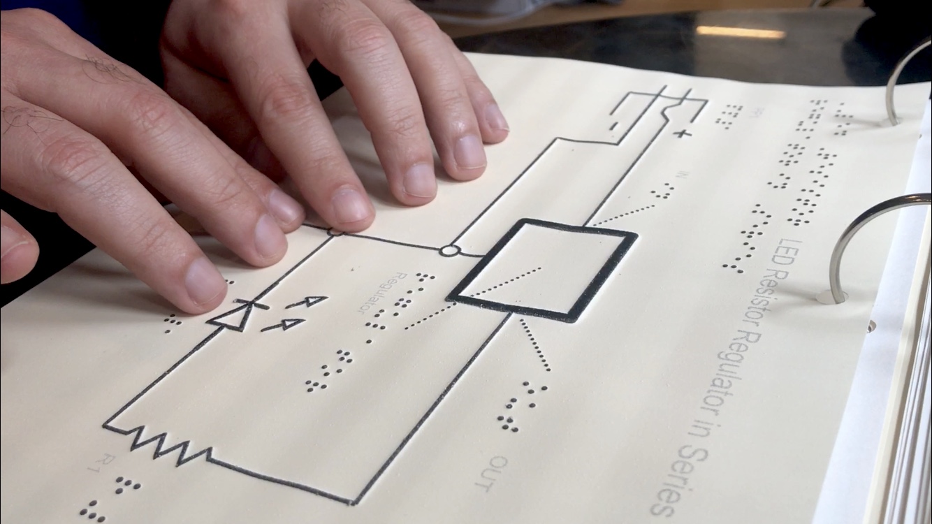To make electronics more accessible to blind and low vision learners, a set of design standards and best practices were developed for converting schematics into tactile schematics.