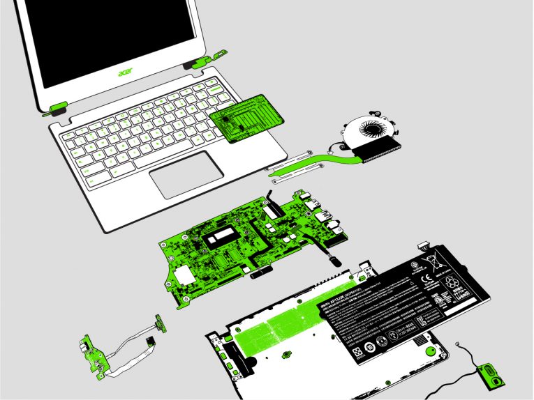 exploded view of laptop
