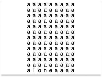 a grid of a's with the word alone