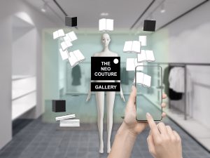 The blank Gallery of the AR experience are sketchbooks floating around the reality mannequin