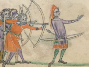 old painting of arrow shooting