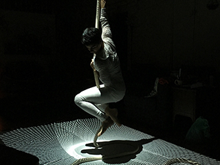 Beats Exposed is an interactive aerial performance that breaks down the barrier between audience and performer. By exposing the performer’s heartbeat through sound and projected visuals, the performer invites the audience to see beyond his or her physical form.
