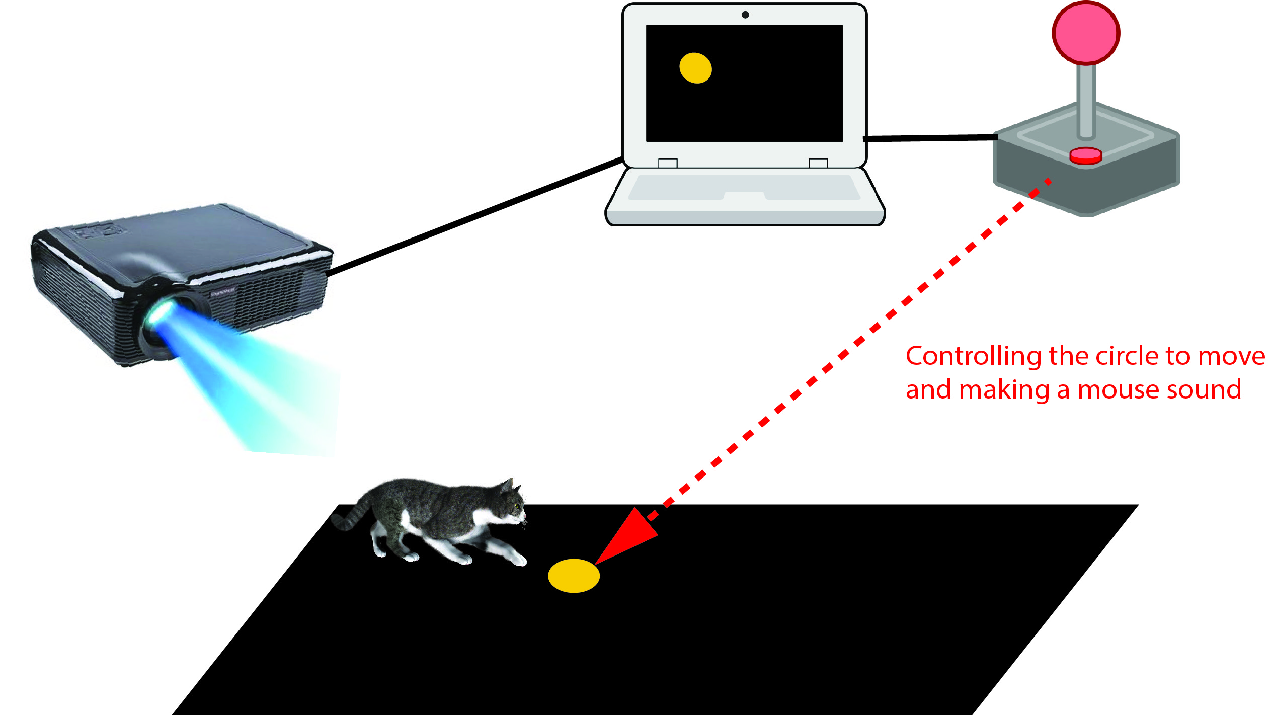 Make a cat chase a ball with a joystick