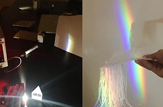 play with simulated nature light refraction and dispersion and enjoy the rainbow that shades and fades on string sculpture