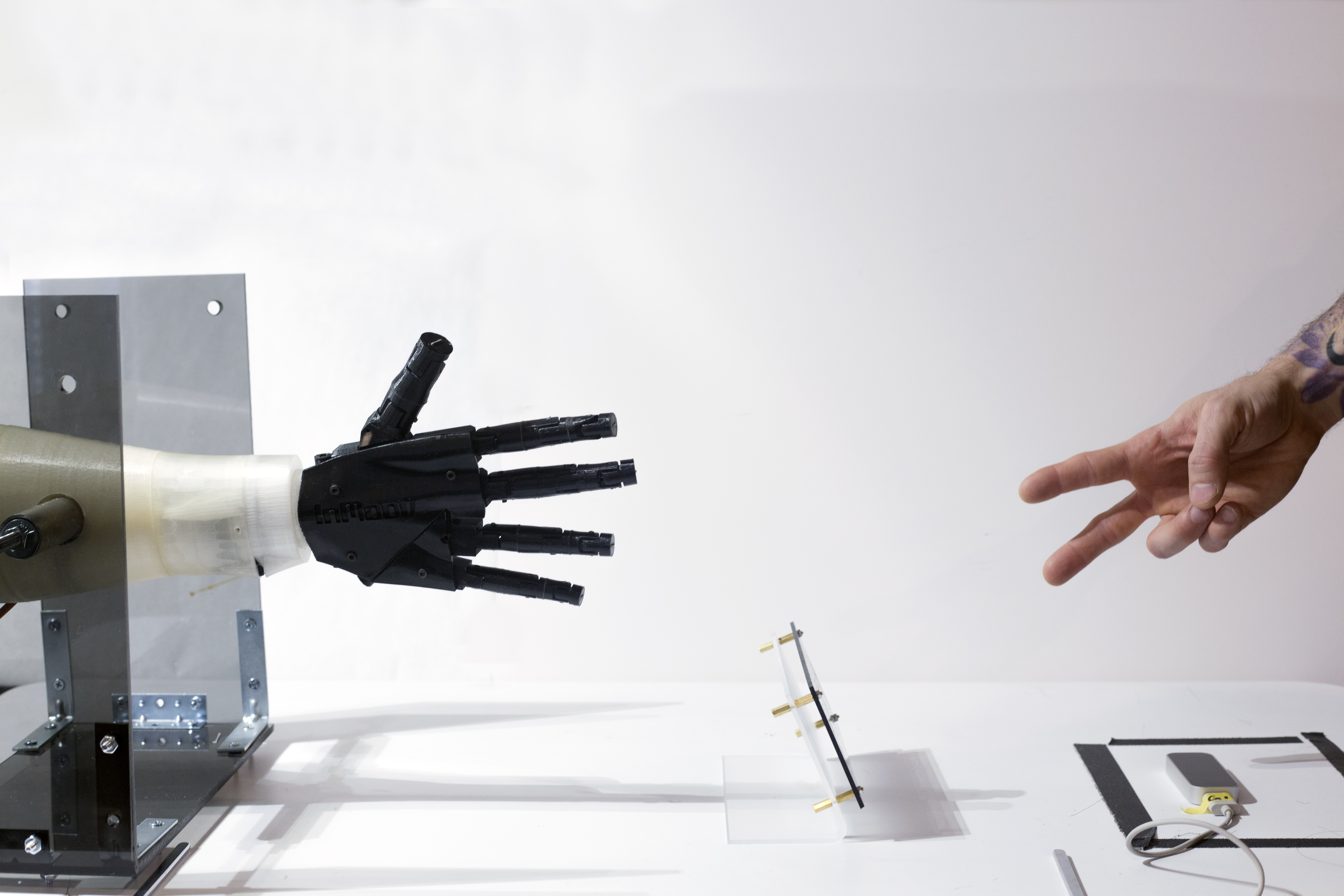 "The Hand" is an arrogant robot that plays rock, paper, scissors with human beings