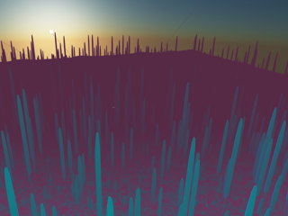 A virtual world synthesized with latent representation of forest sounds.