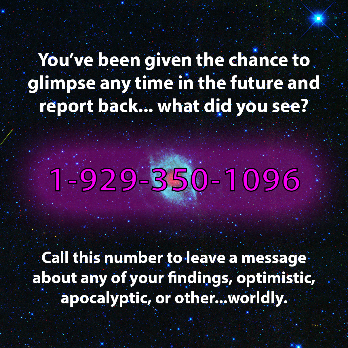 A phone rings uncannily just as you pass it... if you answer perhaps you'll get some insight into the future of humanity...