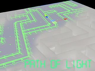 A dual-player maze game that allow the players communicating between physical and virtual world via light to escape from a dark maze.