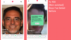 Two Tinder clone interface that shows the generative dating profiles