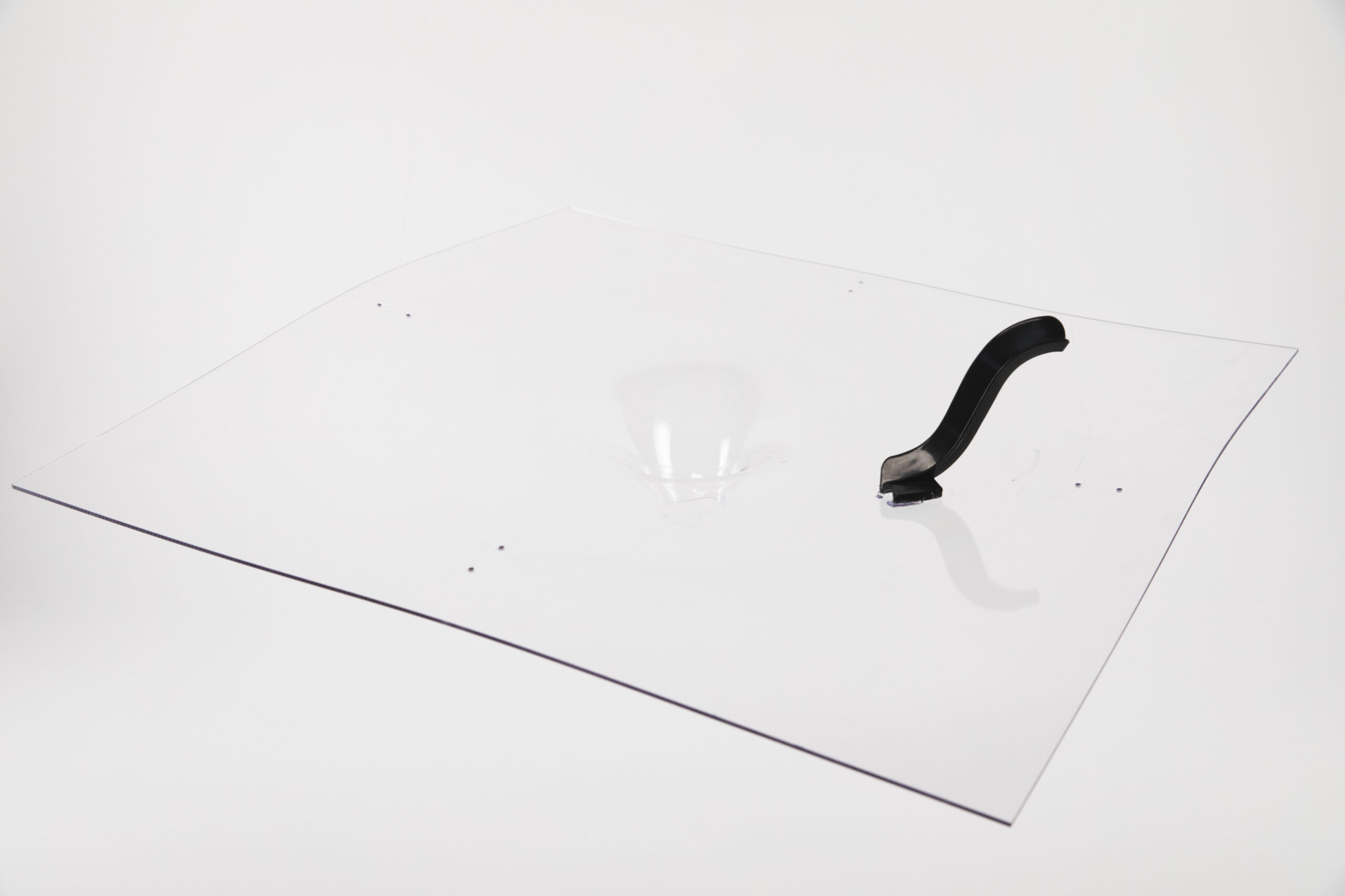 Clear plastic funnel with slide attached for coins.