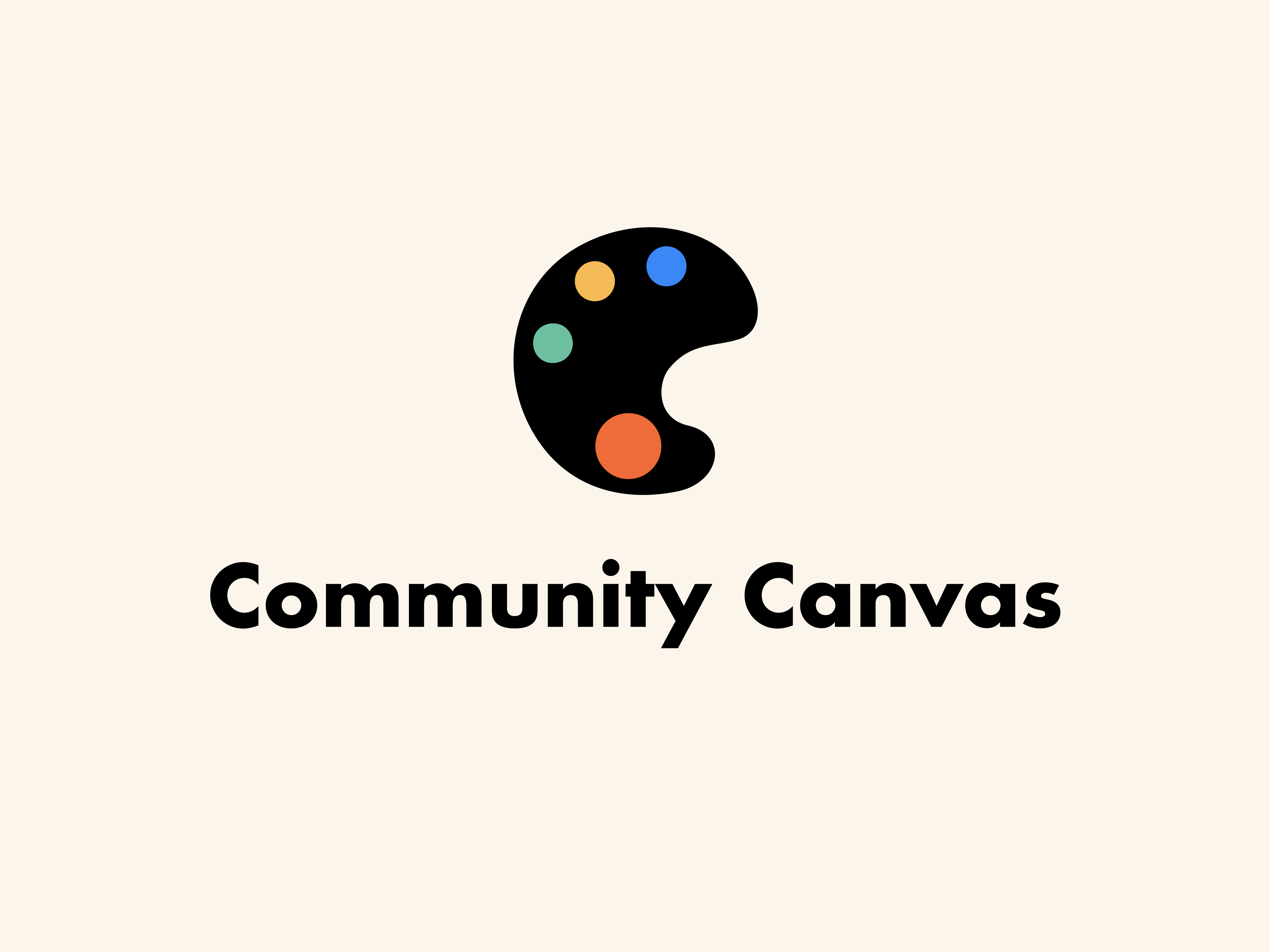 A logo designed in the shape of a canvas, with the text "Community Canvas" written underneath.