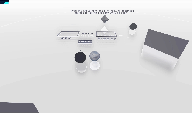 pushing dark gray apple onto sensor