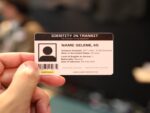 An ID card with a blurred background
