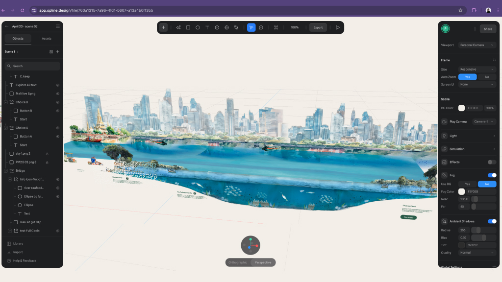 Spline 3D software and the river section