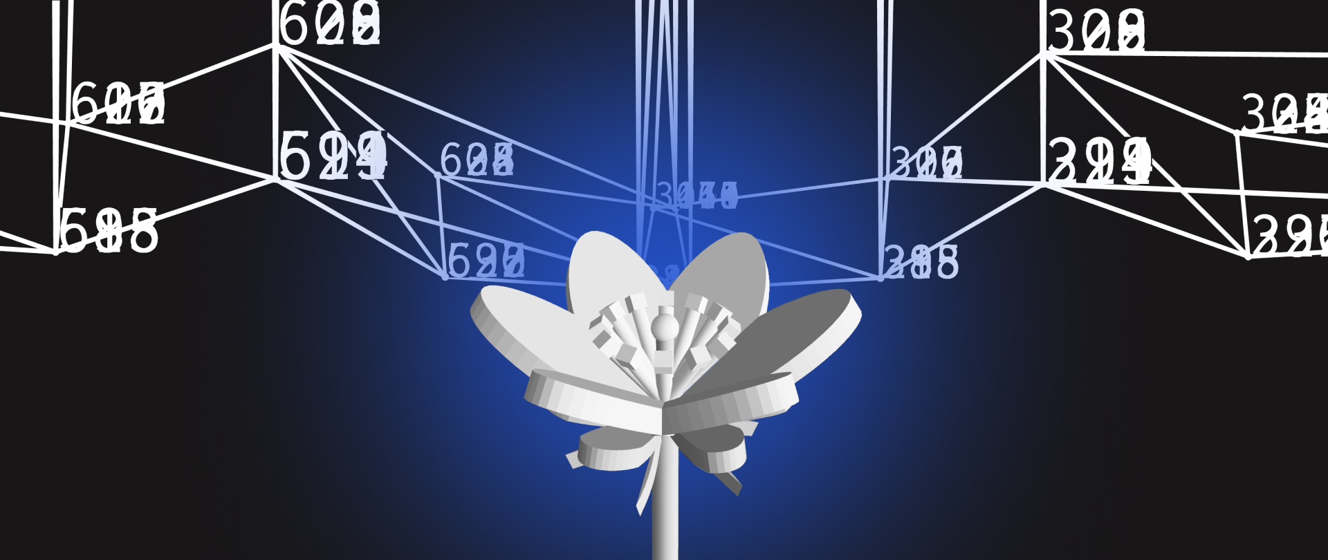 3D flower model with some edges and vertices